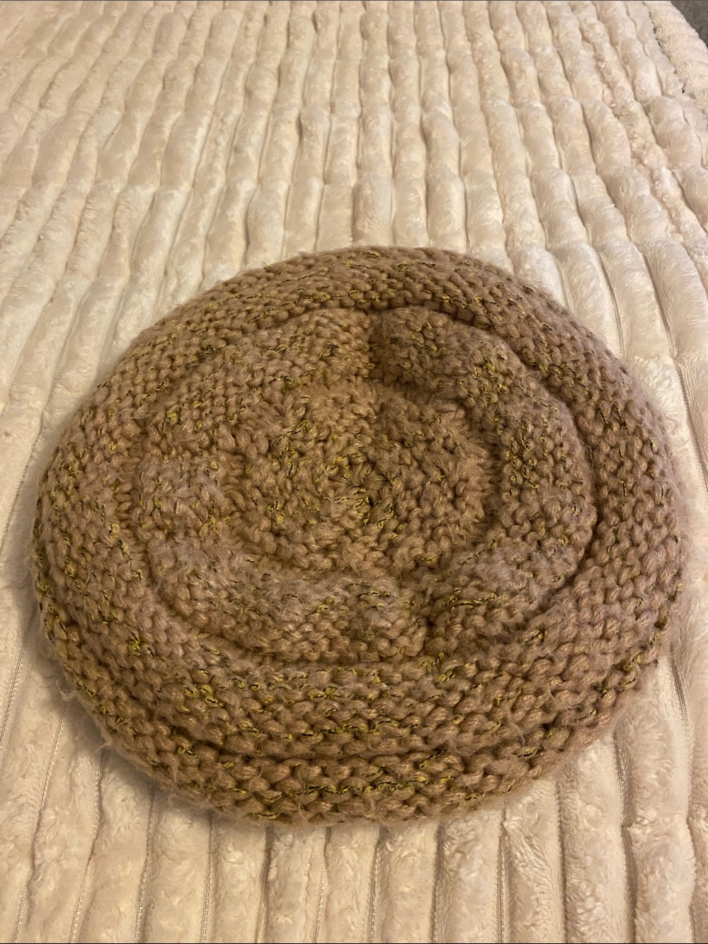 Pins & Needles Brown Knit Beret with Metallic Thread